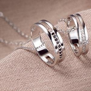 Matching Rings Silver Necklaces For Couples With..