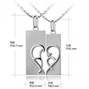 Half Heart Necklace For Couples With Names Set Of..
