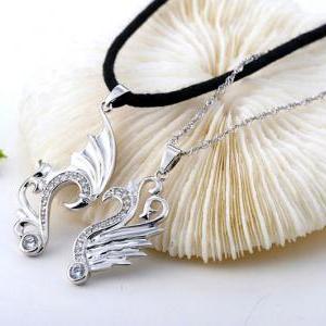 2 Piece Dragon Necklaces For Friends Sterling..
