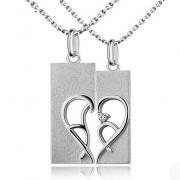 Half Heart Necklace for Couples with Names Set of 2
