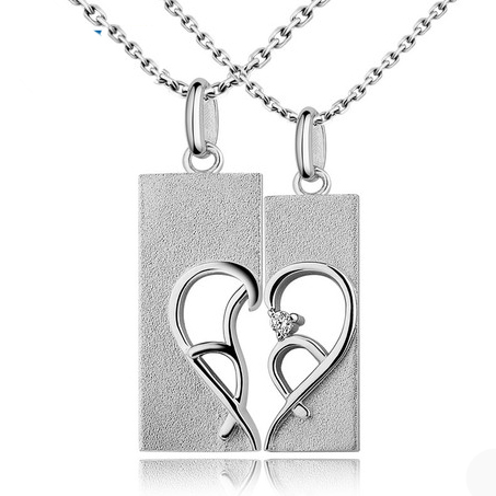 Half Heart Necklace For Couples With Names Set Of 2