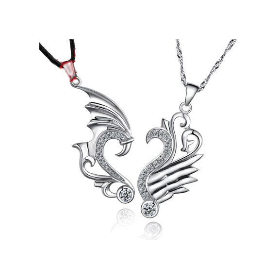 2 Piece Dragon Necklaces For Friends Sterling Silver